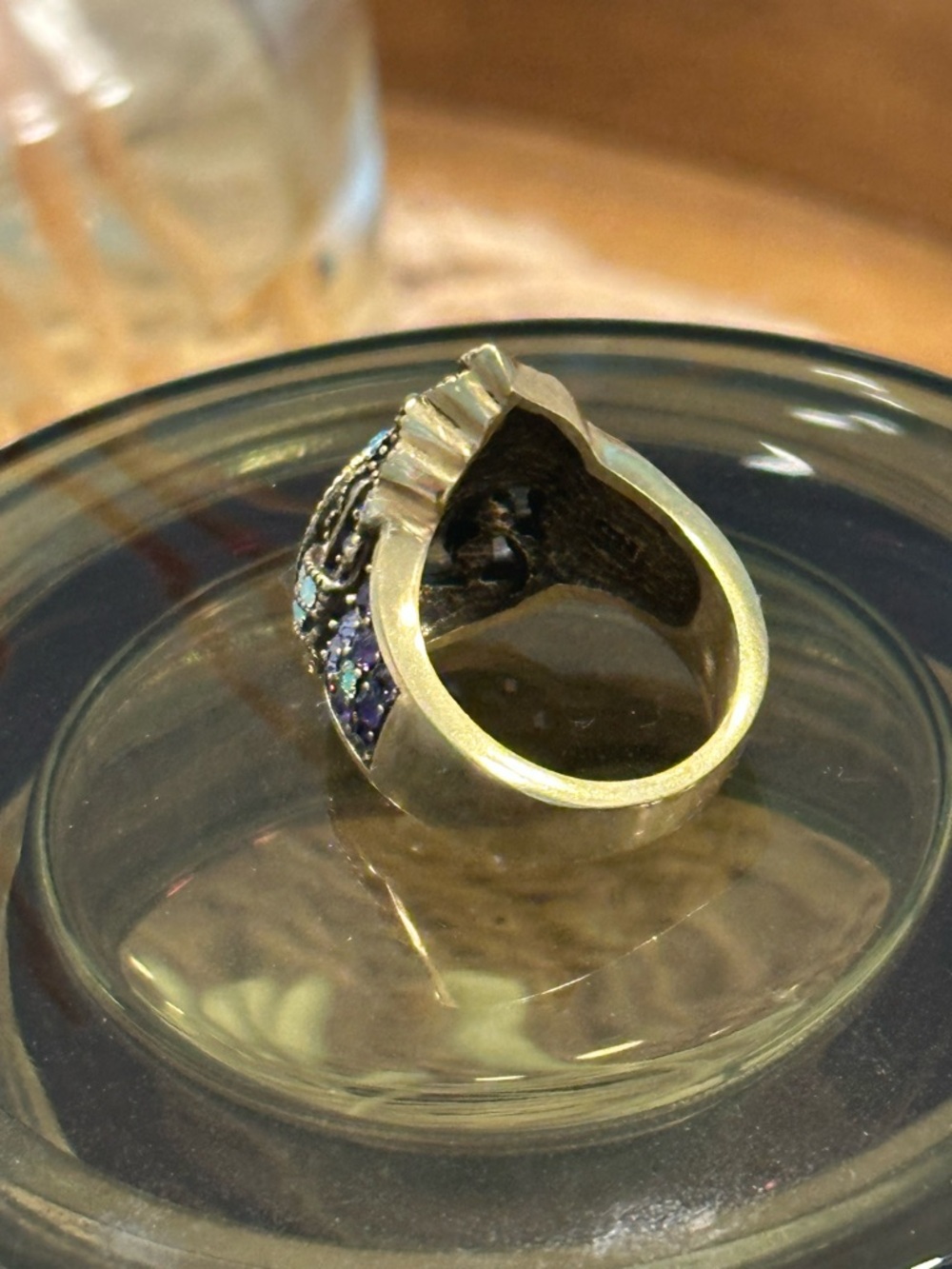 Elegant Heidi Daus Blue & Purple Swarovski Crystal Teardrop Size 7 Ring - Picture 3 of 4